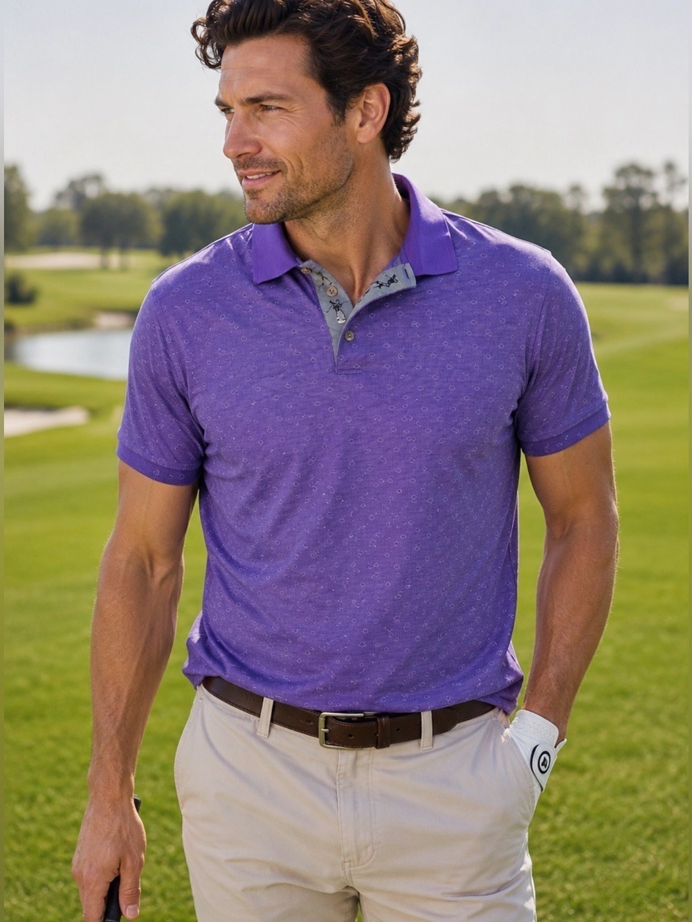 BOBBY JONES HERITAGE COLLECTION PURPLE GOLF POLO MEN’S L MADE IN ITALY